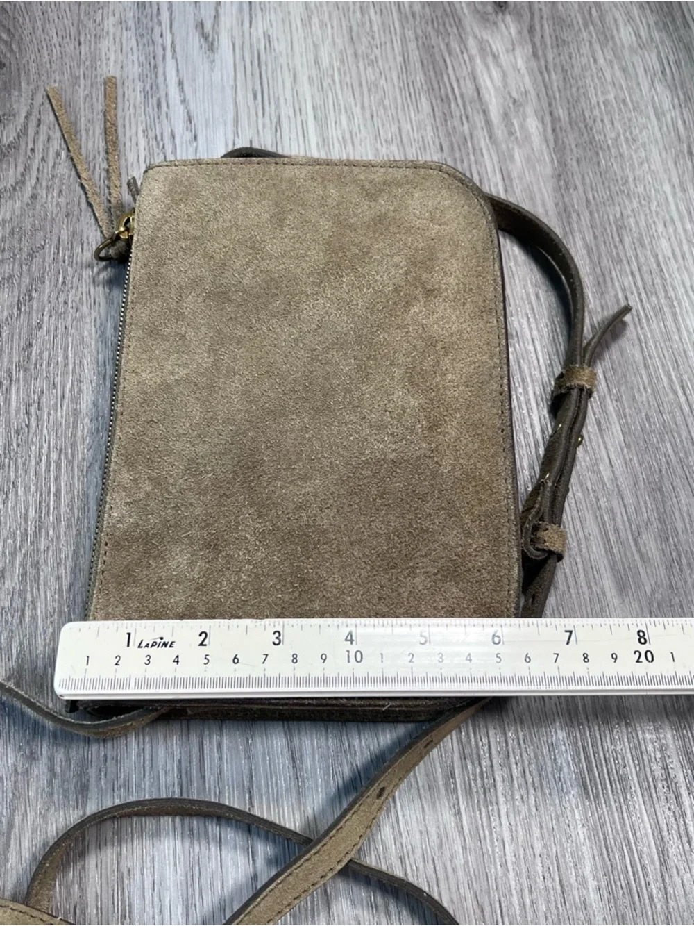MADEWELL The Simple Crossbody‎ Bag Purse Small Suede Leather Olive Green Gold